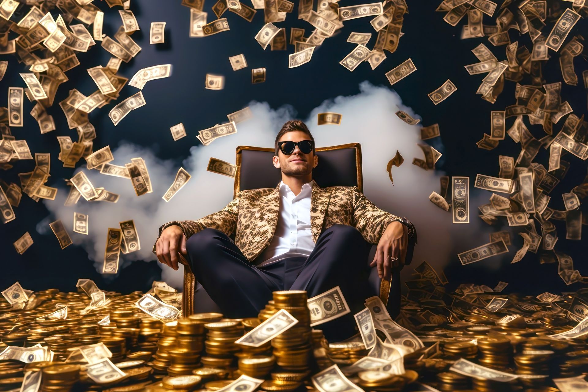 Man with lots of money