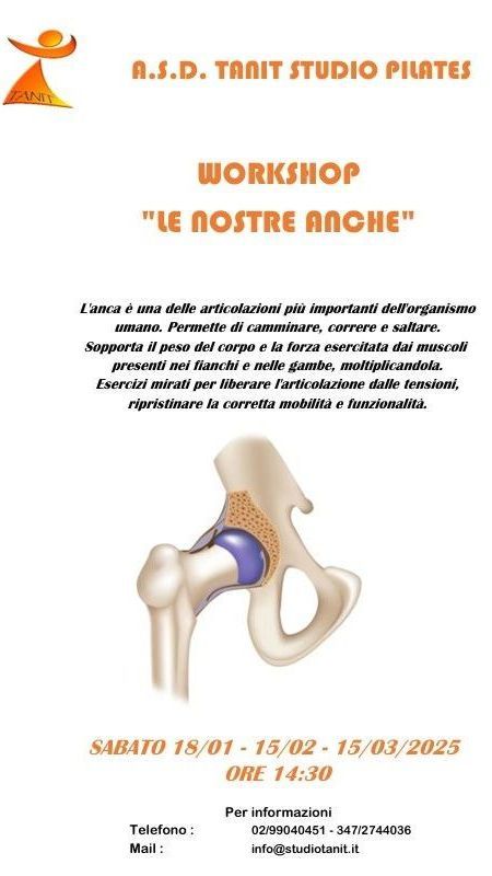 Volantino del workshop per lo studio Pilates. Titolo: 