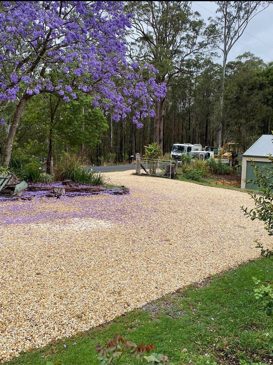 Men Pouring And Finishing A Concrete Slab Driveway — CHT Excavation and Hire In Wherrol Flat NSW