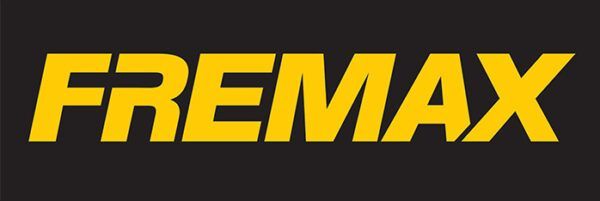 Un logotipo amarillo y negro para Fremax sobre un fondo negro.