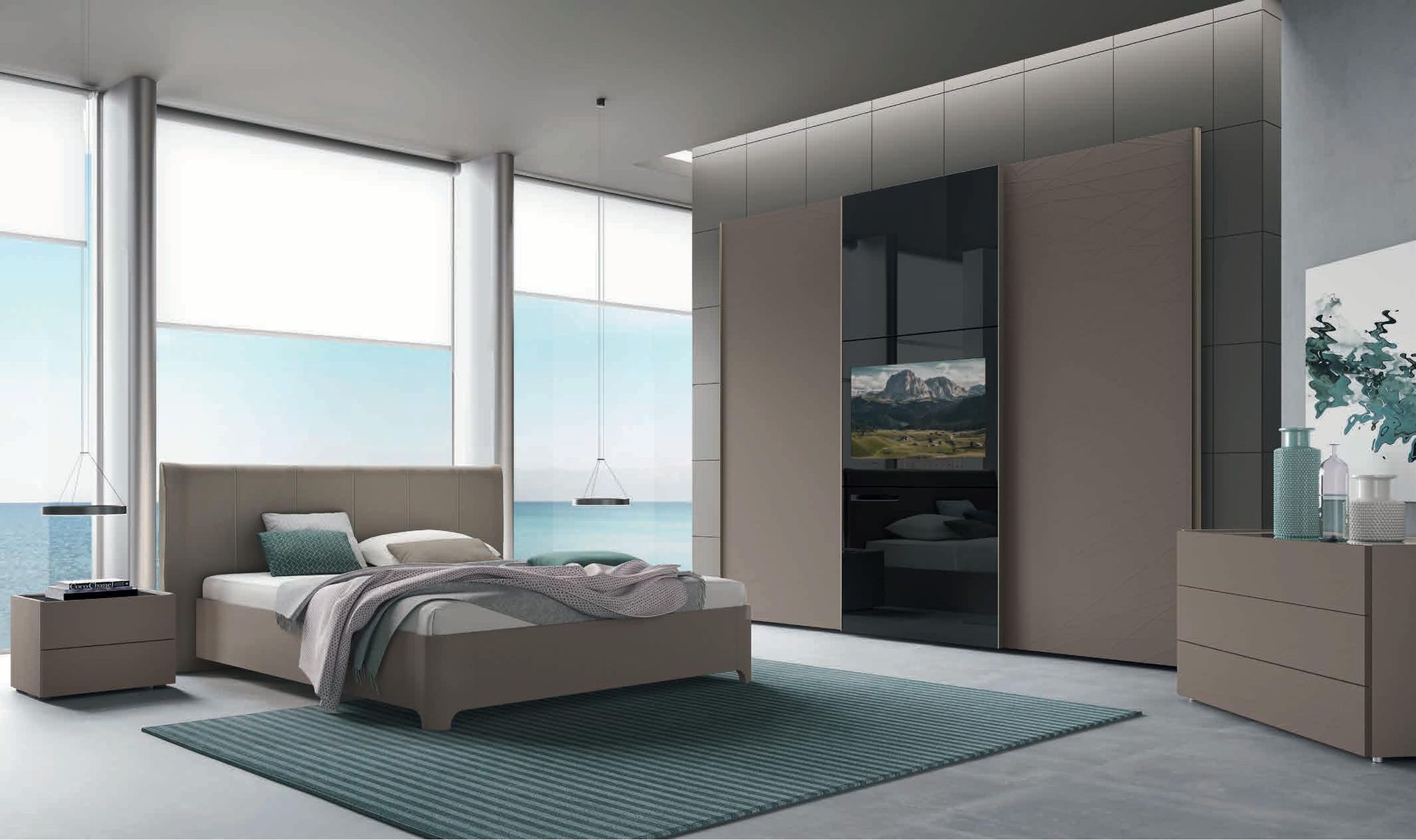 Una camera da letto con un letto grande e un tappeto
