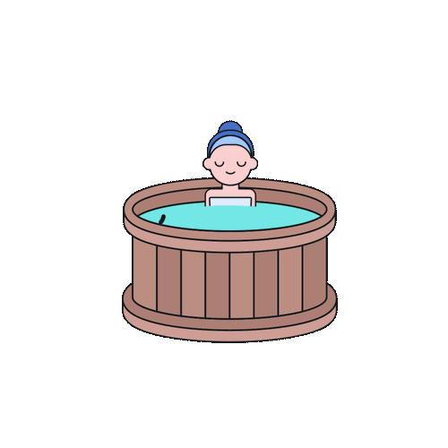 A woman is in a hot tub