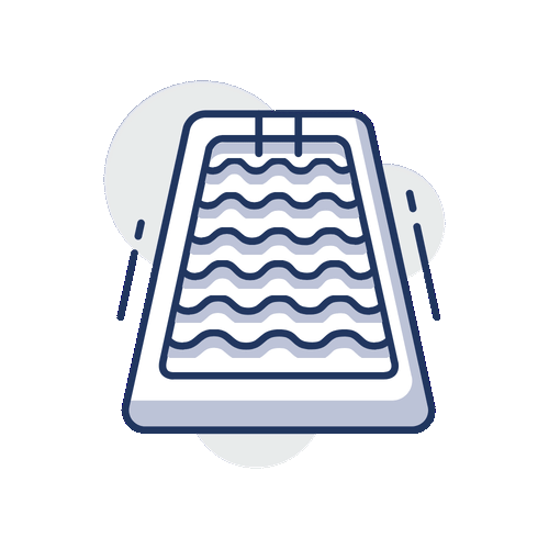 An inflatable pool icon in a line style on a white background.