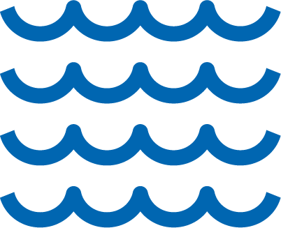 Blue waves in a repeating pattern, representing water or fluidity.