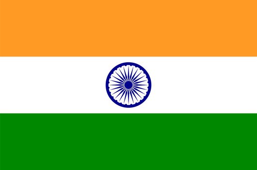 The flag of india is orange , white and green with a blue circle in the middle.