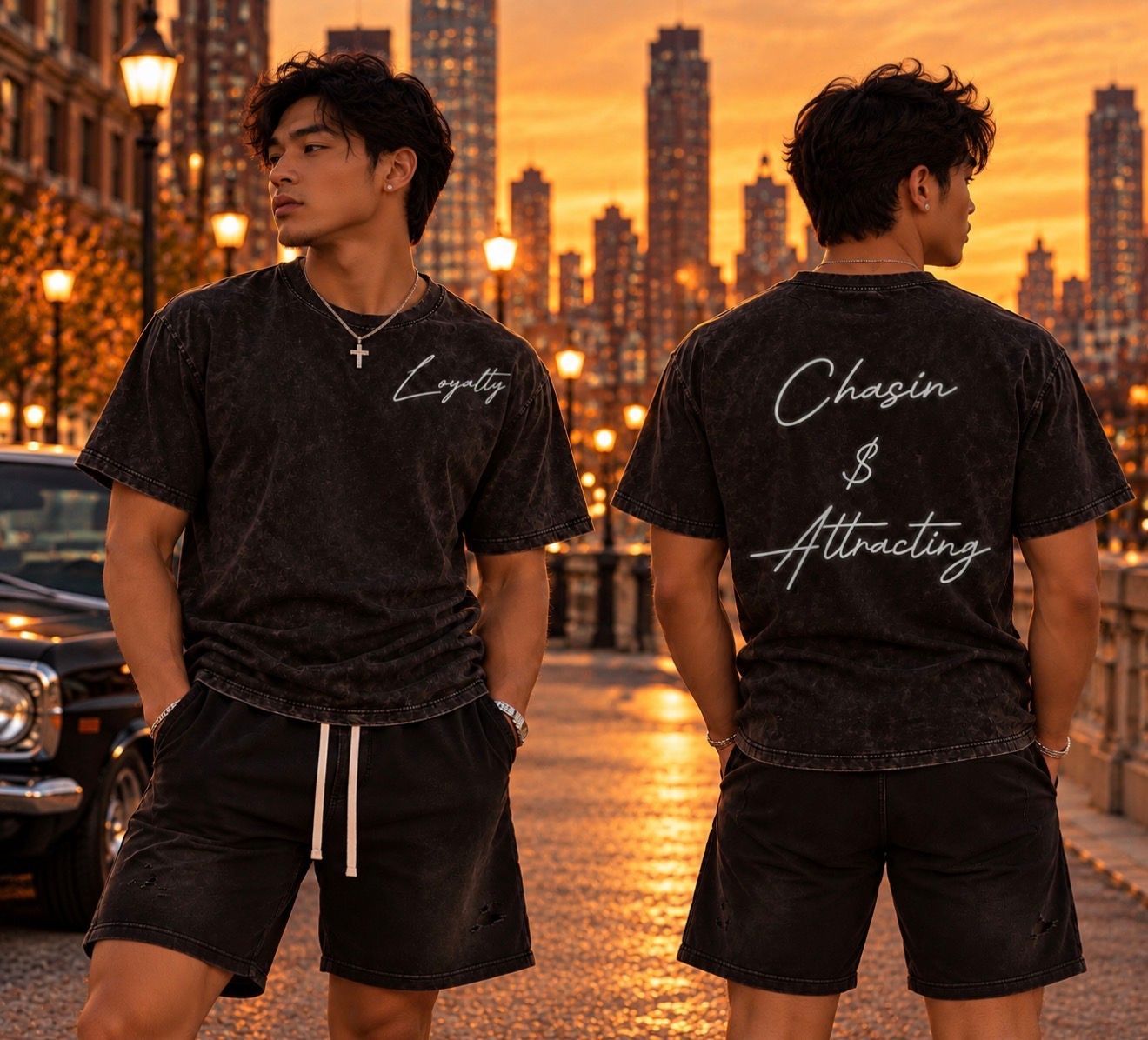 black snow washed oversized cotton T-Shirt