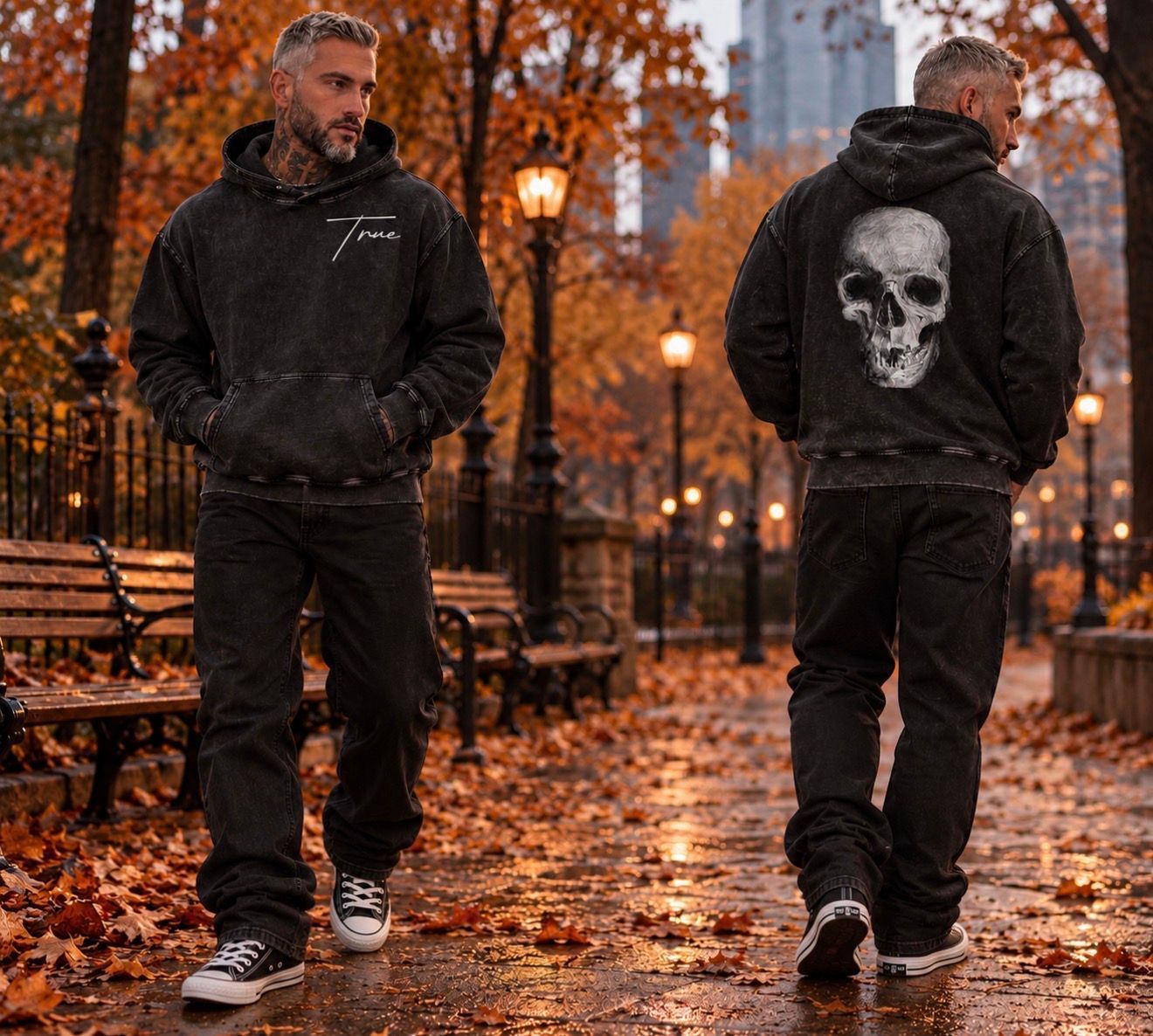 snow washed loose cotton hoodie