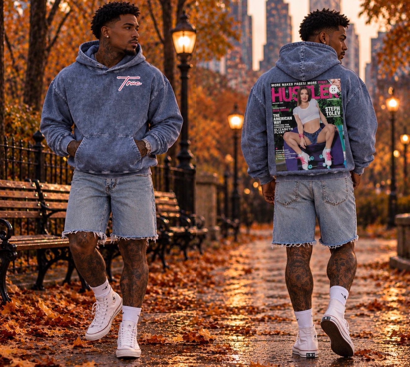 hustler snow washed loose cotton hoodie