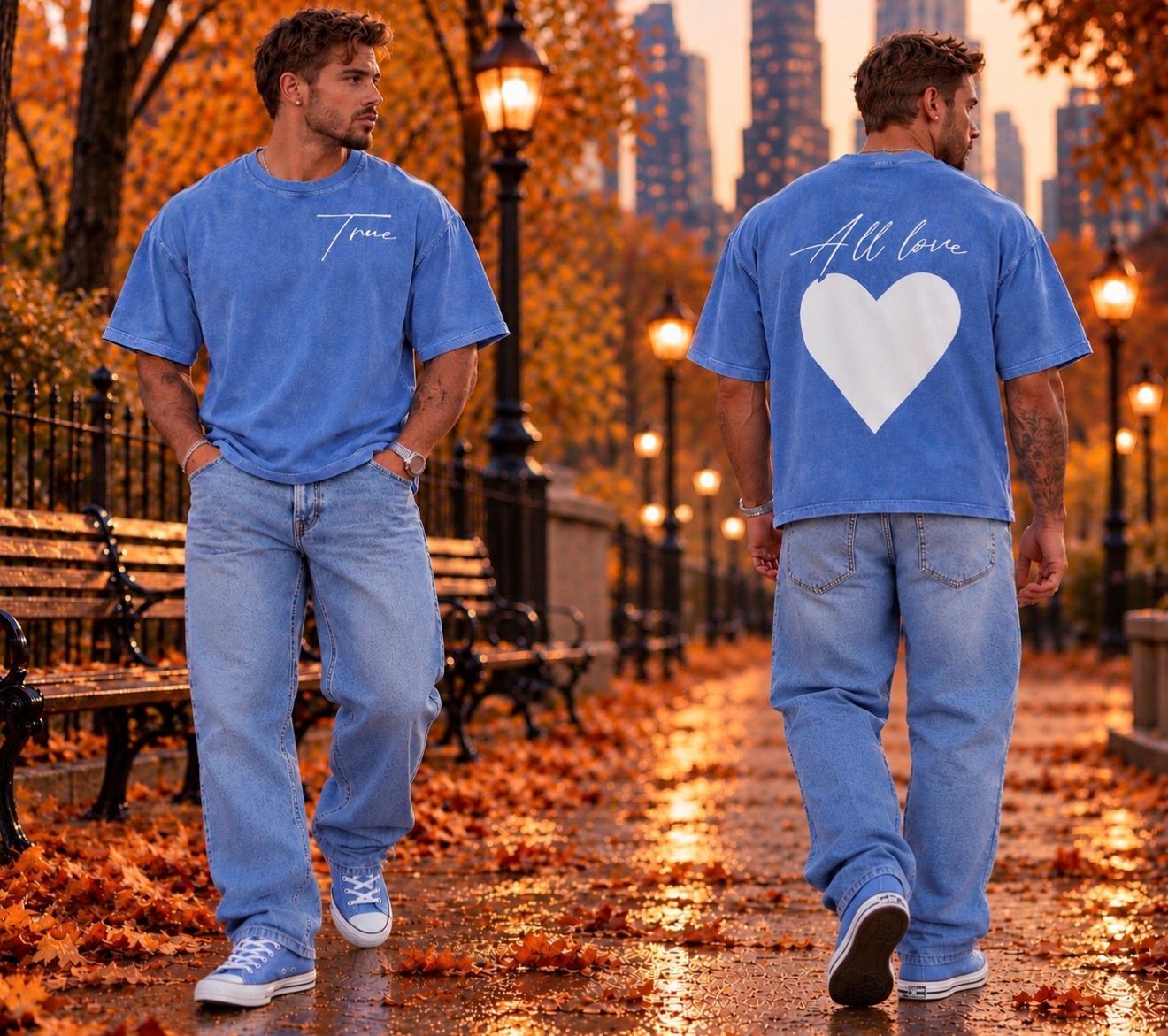 snow washed oversized cotton T-Shirt