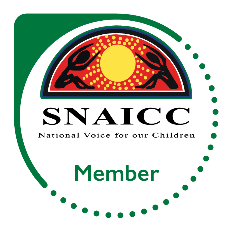 SNAICC membership logo featuring an Aboriginal art graphic, the text