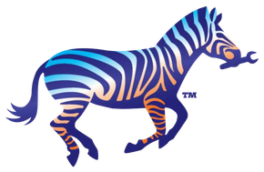 logo of a zebra running with a wrench in its mouth