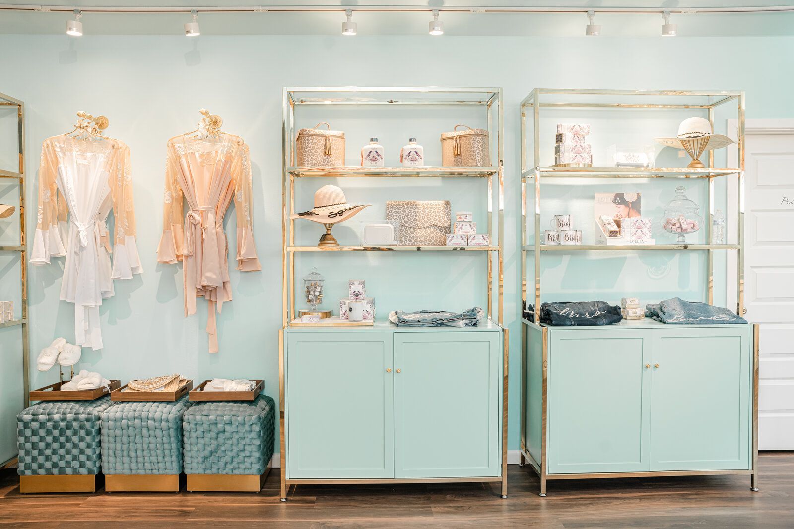 A store filled with lots of shelves and clothes on display.
