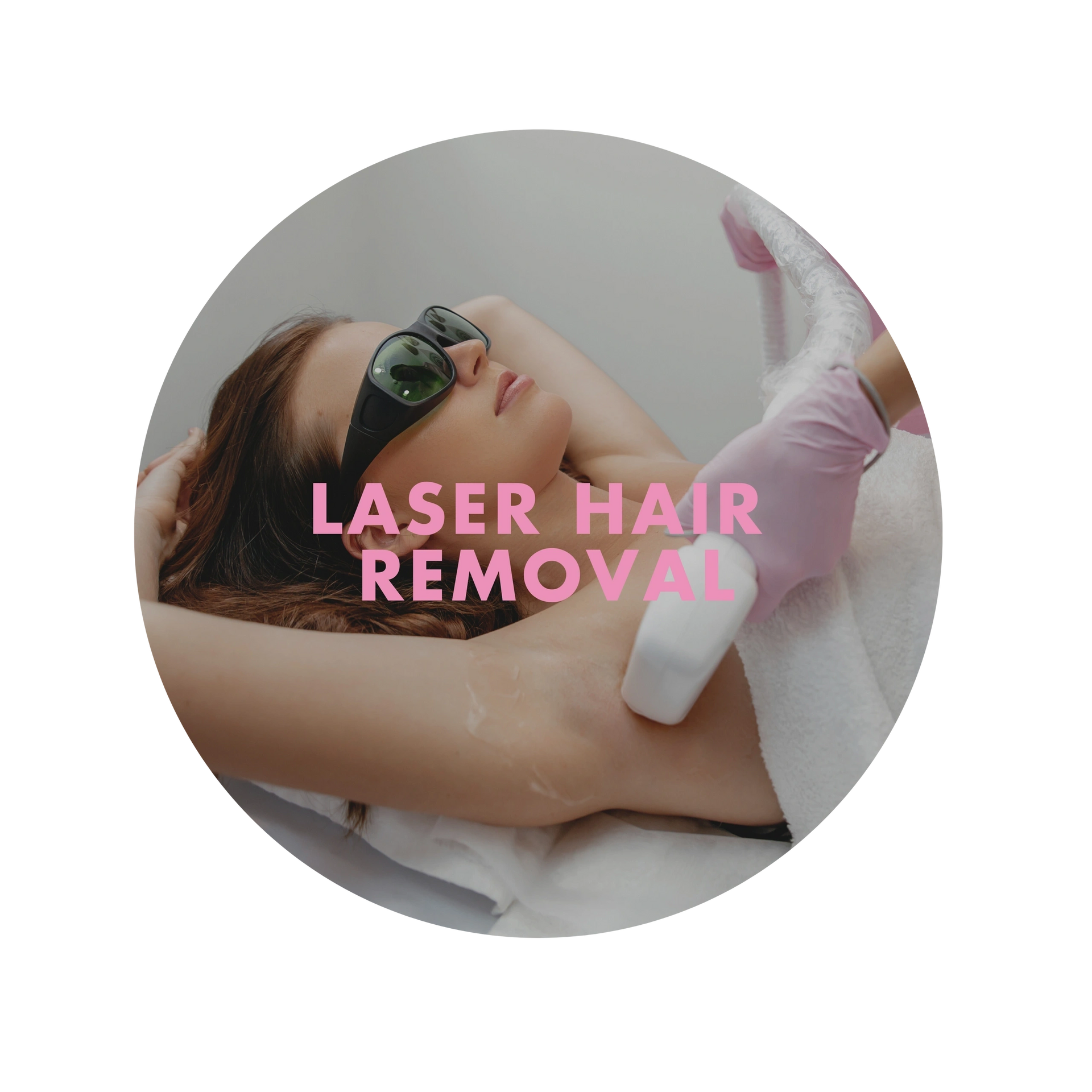 A woman is getting a laser hair removal treatment on her underarm.