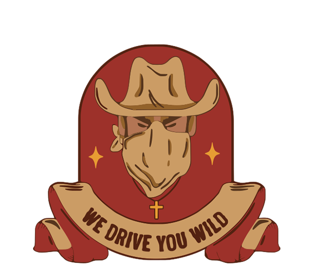 Continental Cowboy Logo. Red with Cowboy Character.