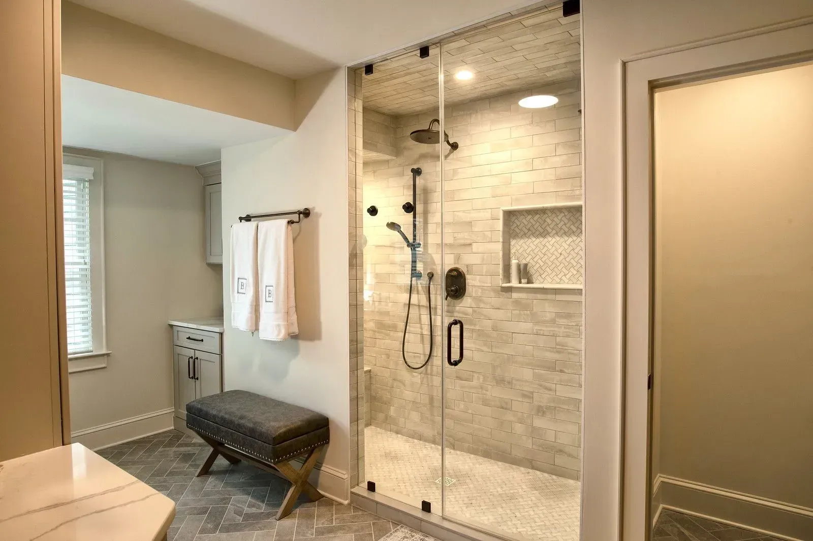 Bathroom remodel in Greenville, South Carolina: frameless glass shower remodel