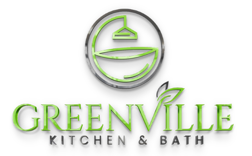 Greenville Kitchen & Bath logo in green and silver with a stylized bowl and lamp icon