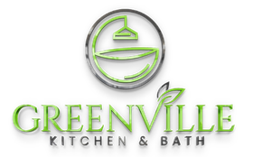 Greenville Kitchen & Bath logo in green and silver with a stylized bowl and lamp icon