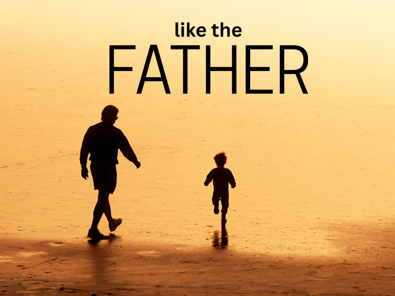 Father walking with his son.