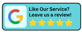 Google review request with five gold stars.