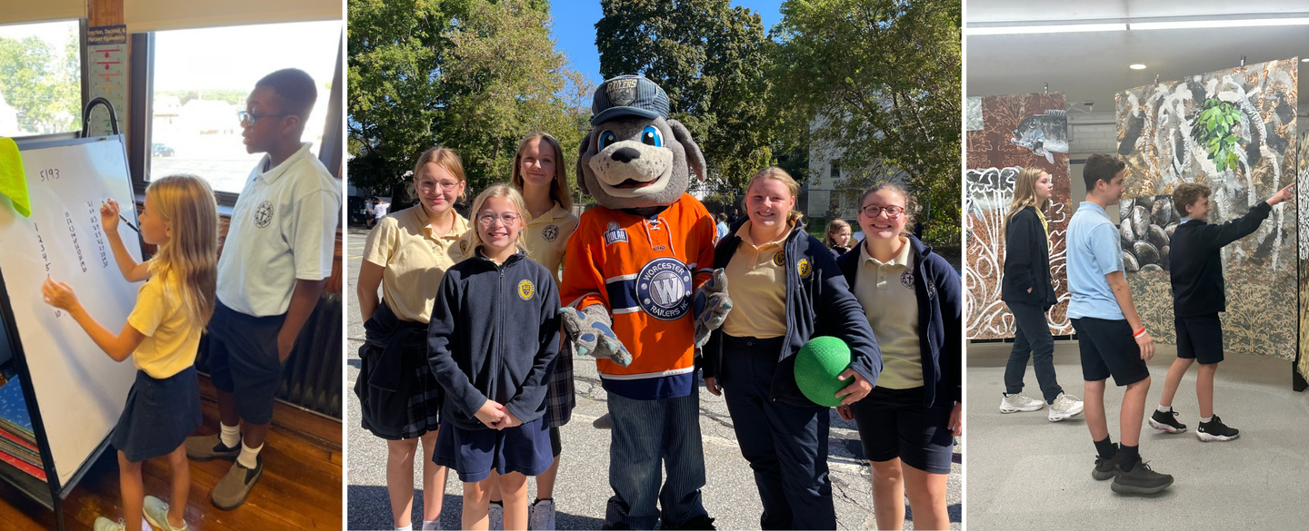 A group of children are posing for a picture with a mascot