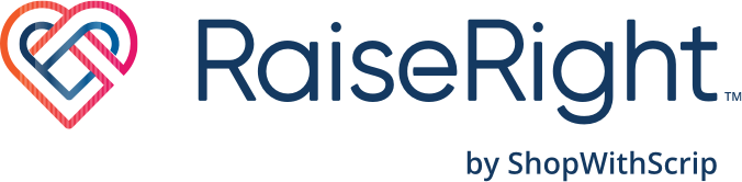A logo for raiseright by shop with scrip