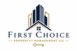 First Choice Property Management LLC logo with navy and gold building icon and key