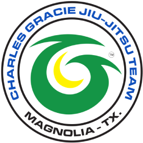 Charles Gracie Jiu-Jitsu Magnolia Team logo. Green and blue circle with Magnolia, TX. Large green "G" with yellow crescent.