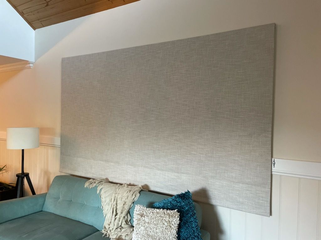 Roman Blind Over a Blue Couch - Blairgowrie, VIC - Curtains & Blinds by Dannielle Harris