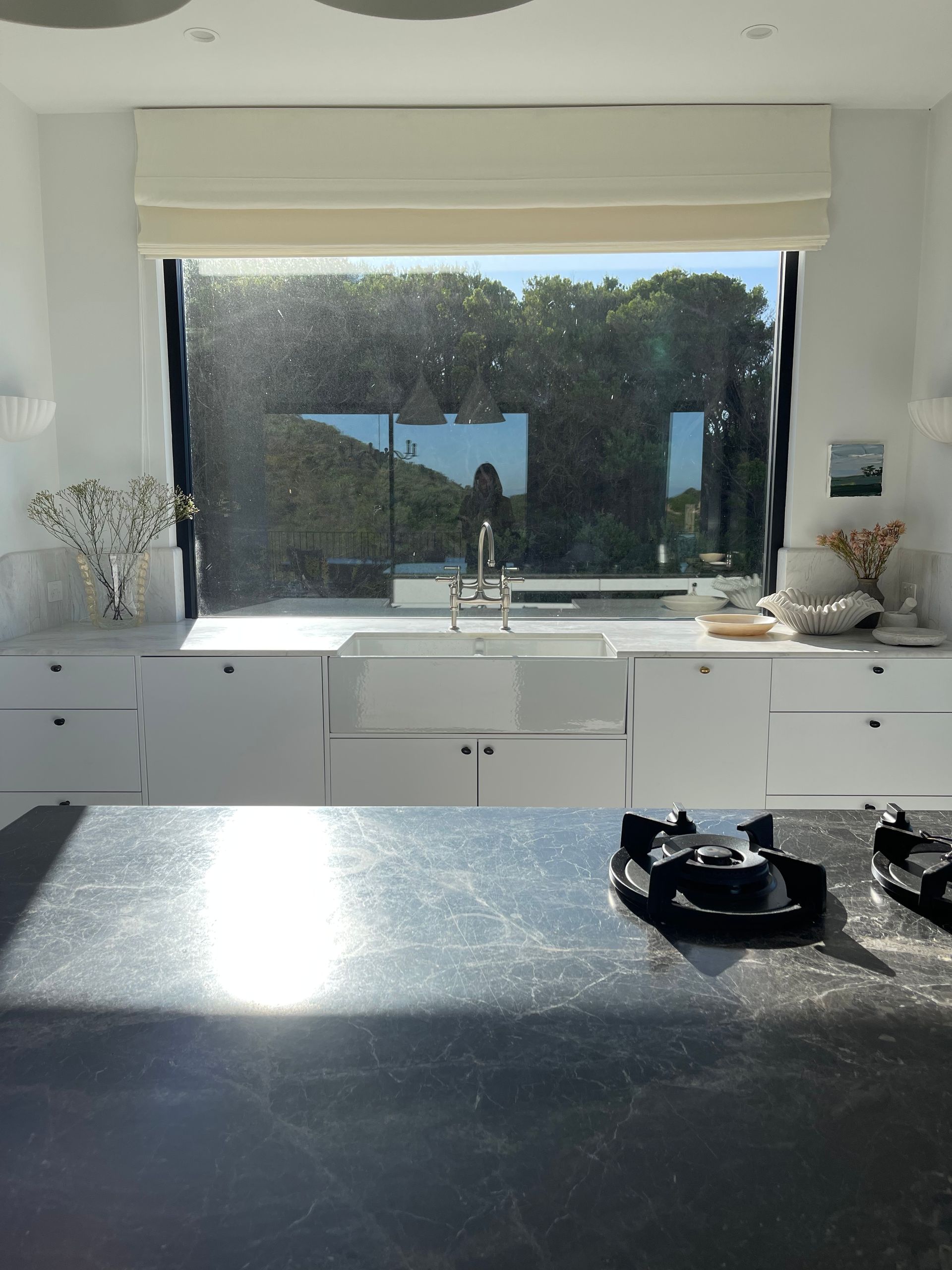 An Opened Roman Blind Over the Kitchen Sink - Blairgowrie, VIC - Curtains & Blinds by Dannielle Harris