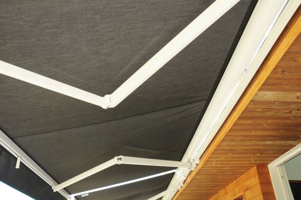 Black with Folding Arm Awnings - Blairgowrie, VIC - Curtains & Blinds by Dannielle Harris