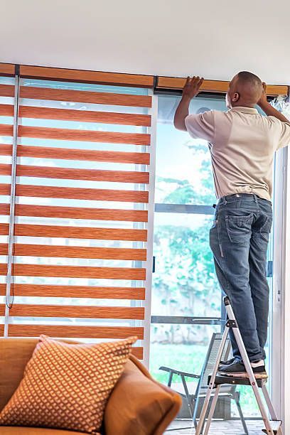 Installing Modern Brown Blinds - Blairgowrie, VIC - Curtains & Blinds by Dannielle Harris