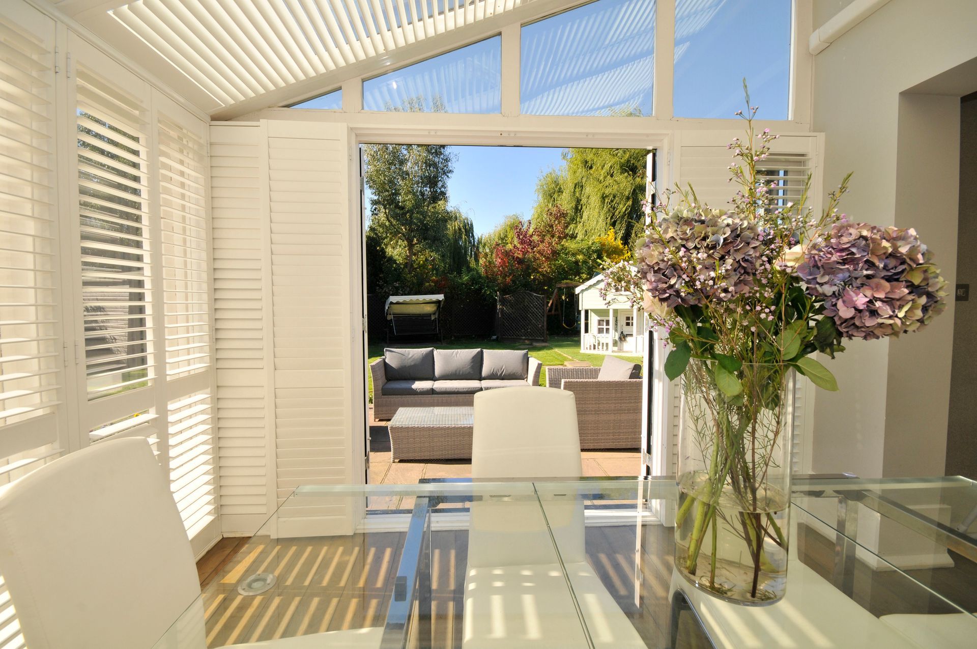 Patio with Shutter Doors - Blairgowrie, VIC - Curtains & Blinds by Dannielle Harris