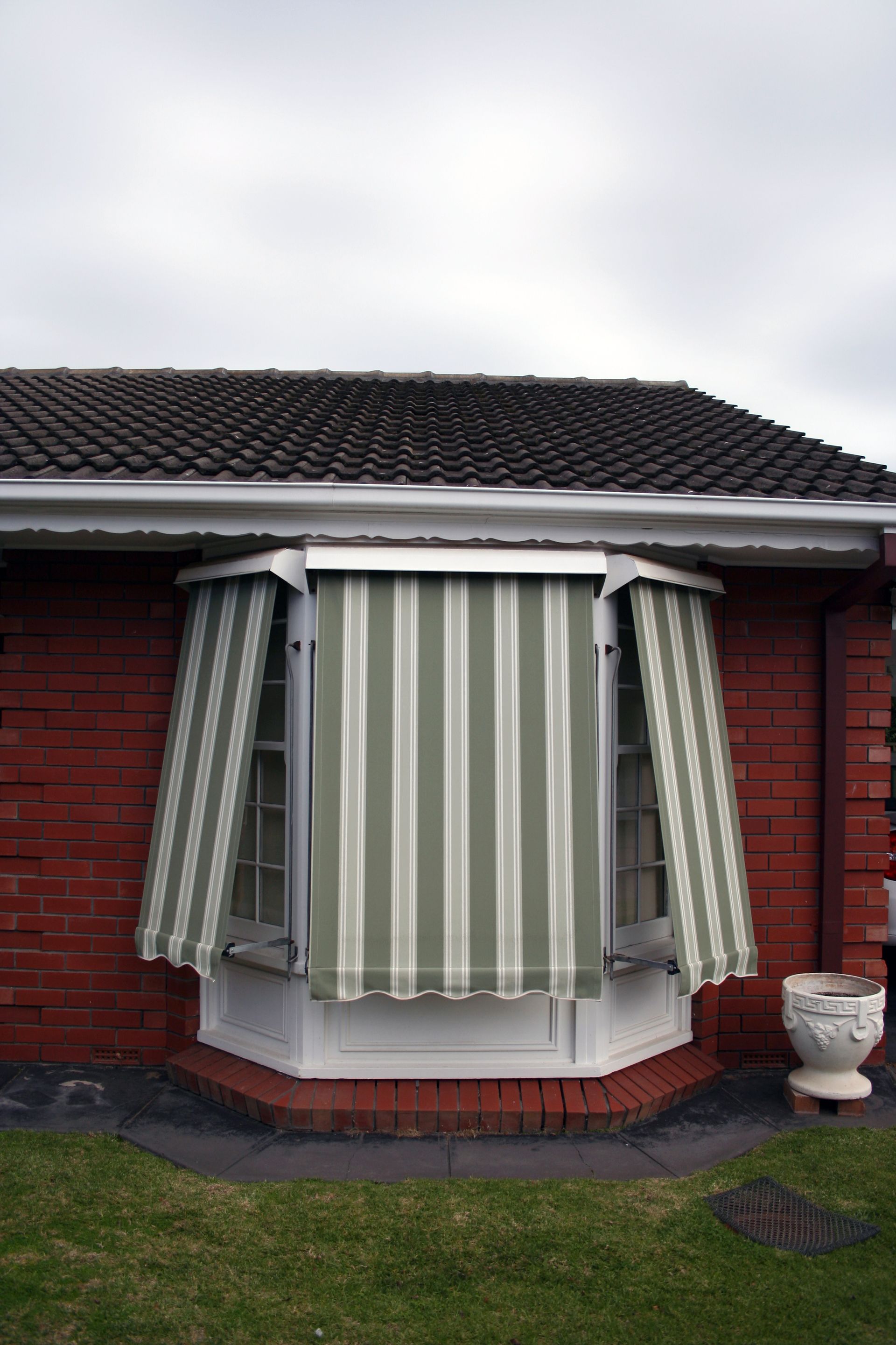 Green and White Stripe Drop Awnings - Blairgowrie, VIC - Curtains & Blinds by Dannielle Harris