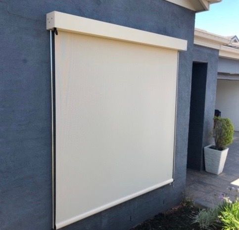 Cream Awning on a Grey Walled Home - Blairgowrie, VIC - Curtains & Blinds by Dannielle Harris