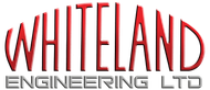 The Whiteland Engineering Ltd logo features large, arched red letters for