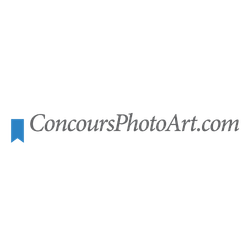 Logo for ConcoursPhotoArt.com, website name in gray text with a blue bookmark icon.