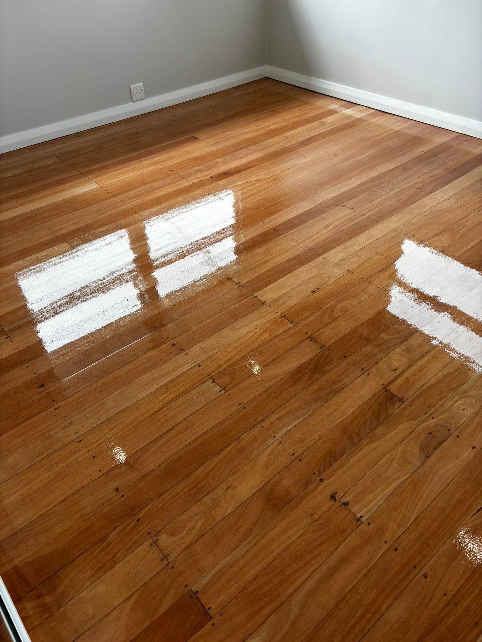 Glossy Wooden Floor Reflecting Natural Light — Scott Johnston Floor Sanding in Bentley Park QLD