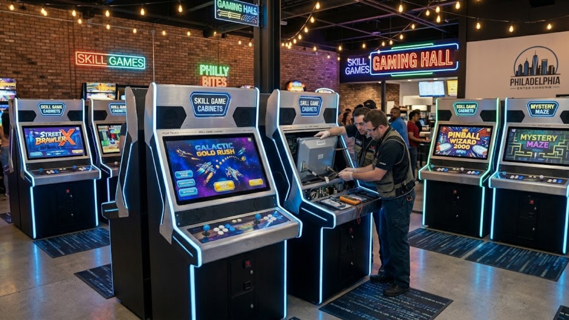 arcade displays for Philadelphia entertainment venues