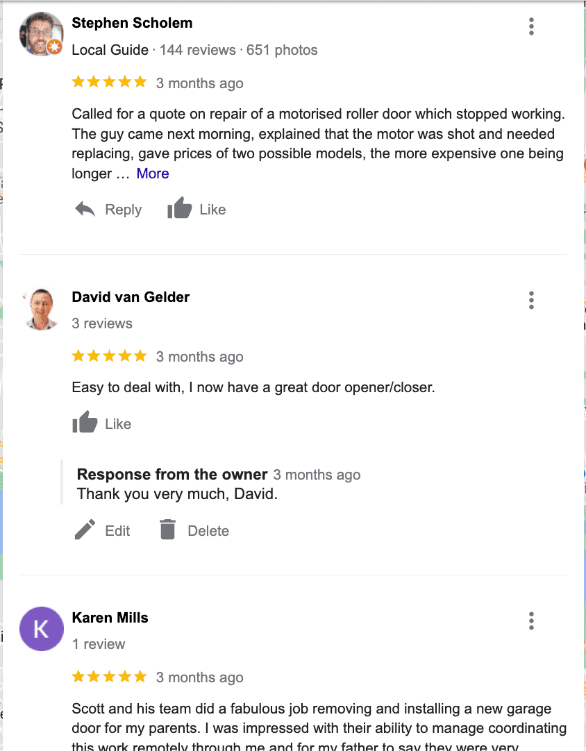 A screenshot of a customer 's review on a google review page.