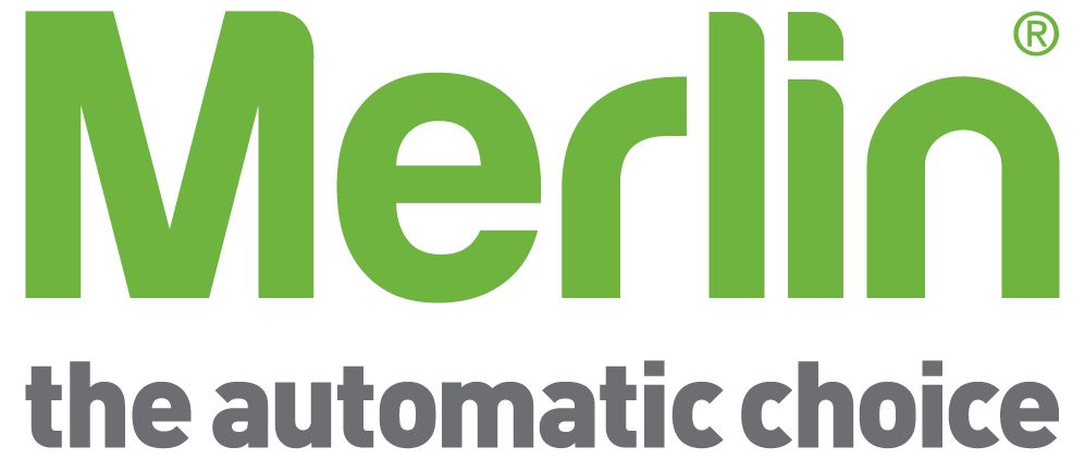 The logo for merlin is green and white and says `` the automatic choice ''.