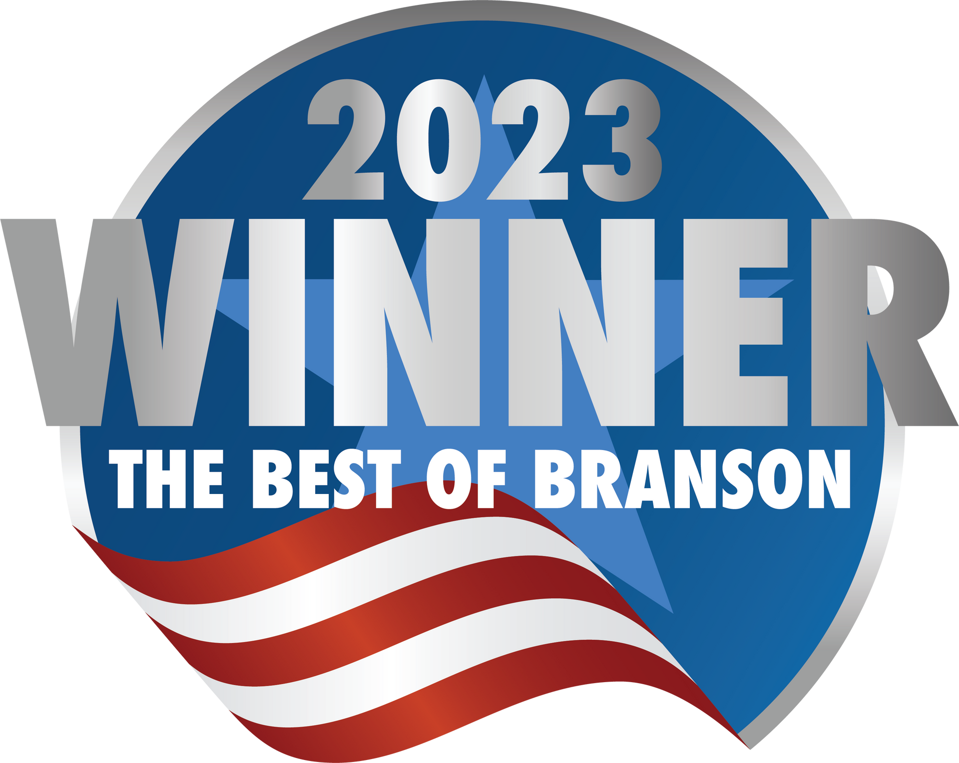 The logo for the 2023 winner of the best of branson
