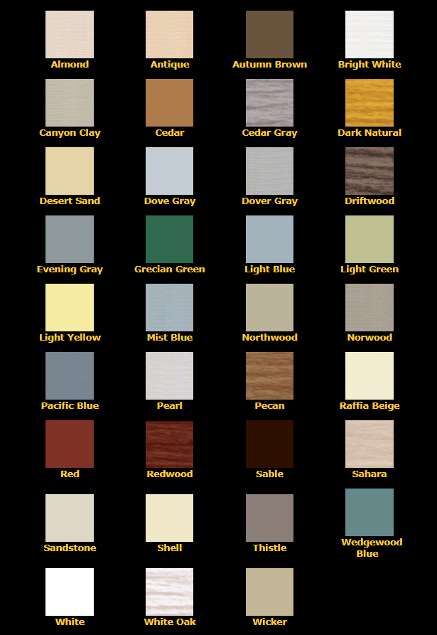 Available Color Selections - Eldorado, WI - Karst Builders, Inc. Available Color Selections - Eldorado, WI - Karst Builders, Inc.