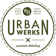 A logo for urban works x precision detailing