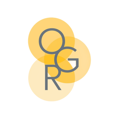 Gray letters OGR overlapping yellow circles.