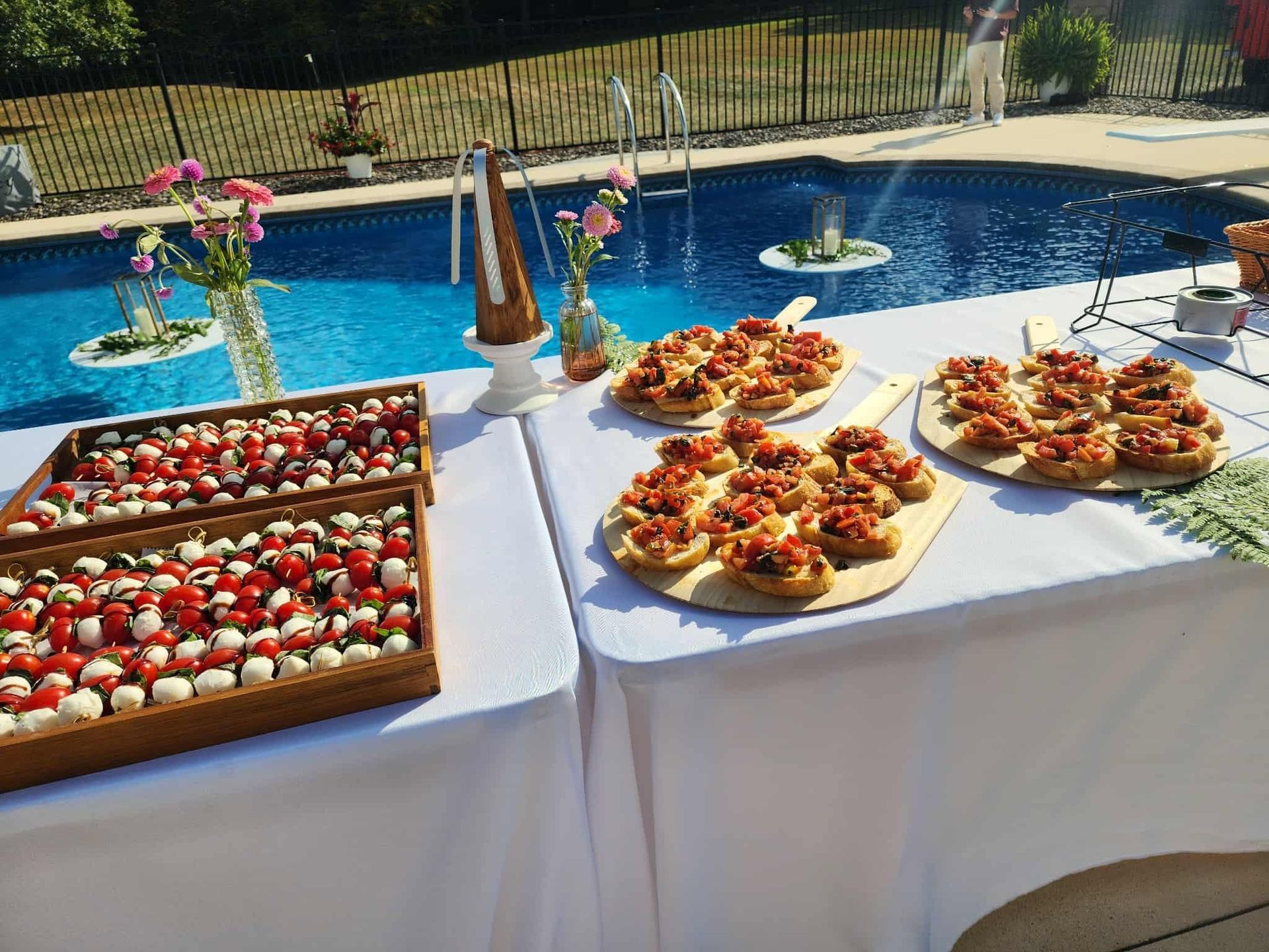 perry pizza co catering at poolside party