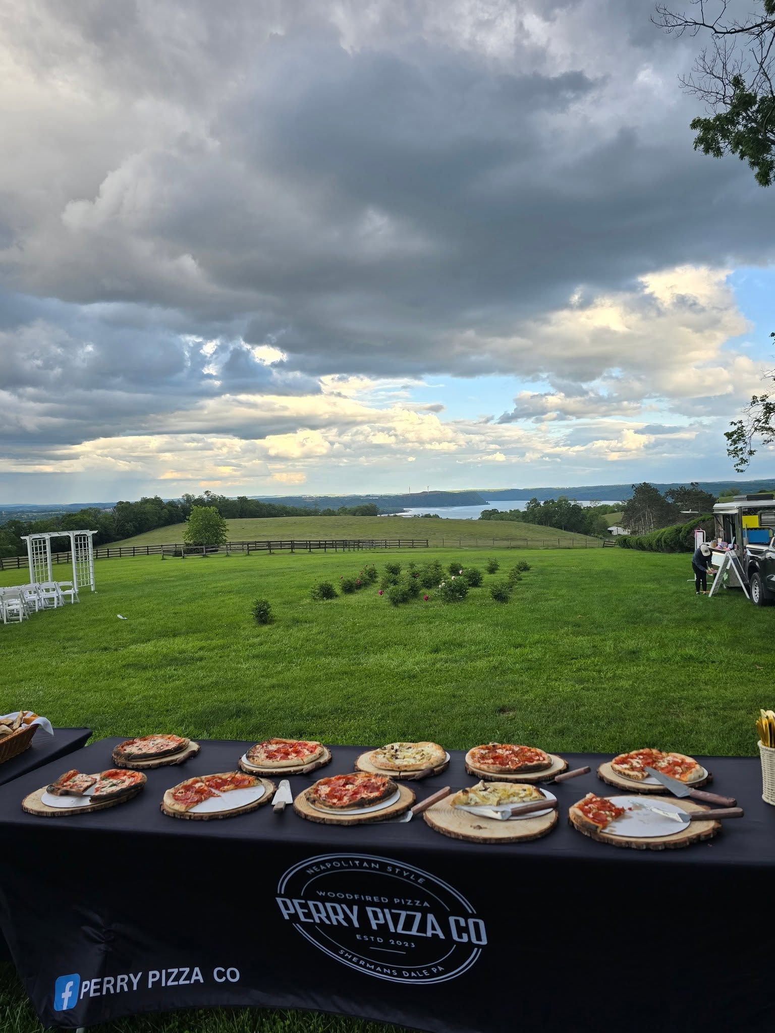 perry pizza co buffet catering at outdoor event