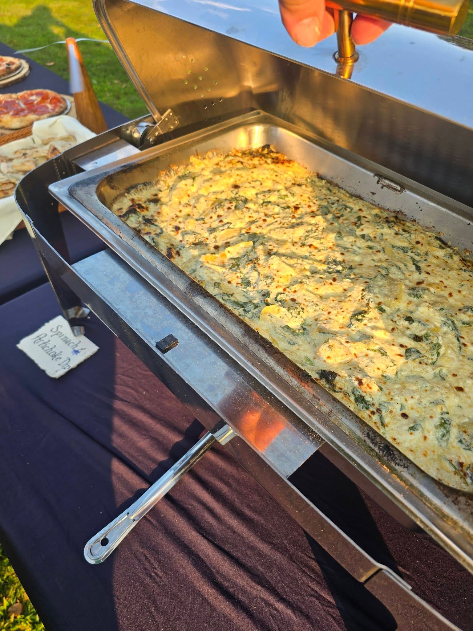 catered spinach artichoke dip