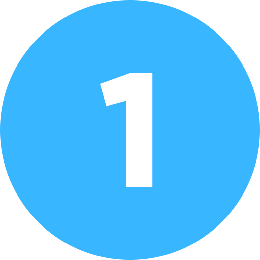 Blue circle with the white number 1.