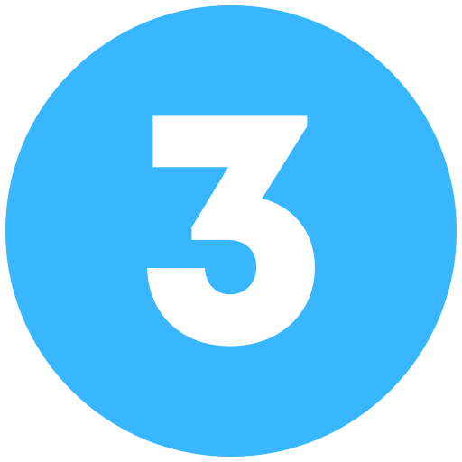White number 3 inside a blue circle.
