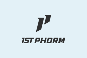 1st Phorm logo with stylized black icon on a light blue background